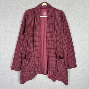 Cuddl Duds Cardigan XL‎ Pink Comfortwear Duster Houndstooth Lounge Comfy Robe